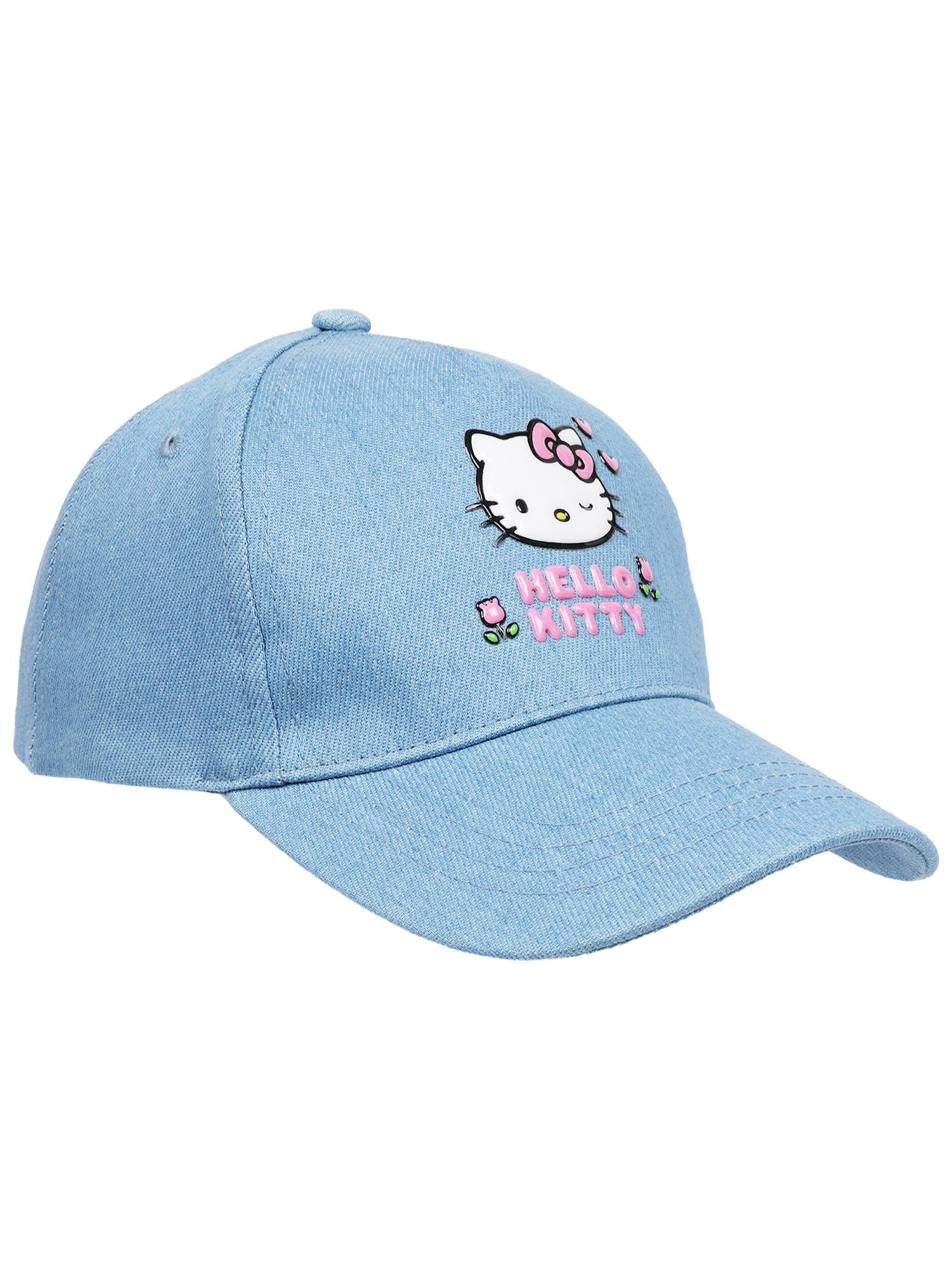 Hello Kitty Girls Character Denim Hat with Puff Patch, One Size Fits Most