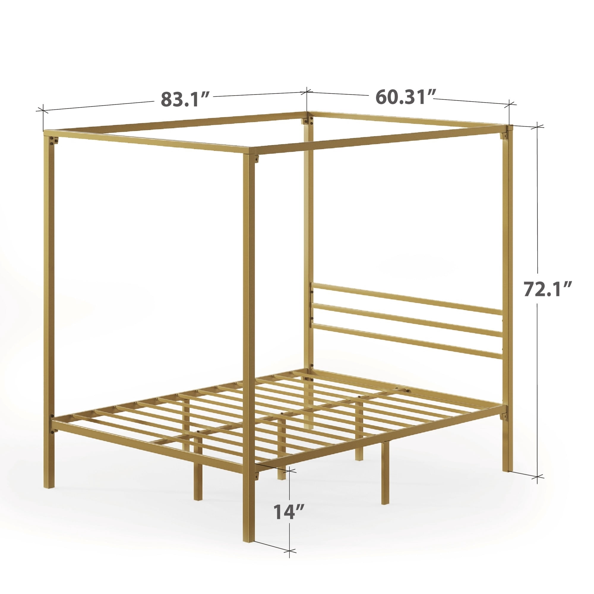 Zinus Patricia 72" Gold Metal Canopy Platform Bed Frame, Queen
