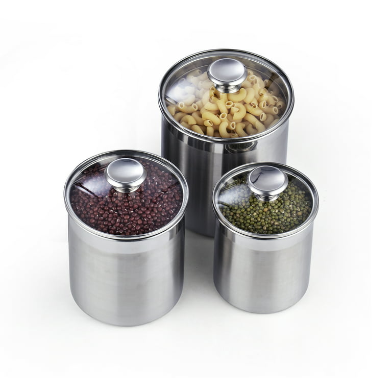 2-Piece Stainless Steel Sugar and Flour Storage Container Jar with