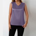 thumbnail image 5 of Stichou Women's Silk Satin Tank Tops V Neck Casual Spring Sleeveless Business Work Blouses Dressy Summer Shirts Purple M, 5 of 6