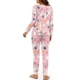 thumbnail image 3 of FOR U DESIGNS Pink Cat Women 2 Piece Pajamas Sets Long Pants and Crew Neck Tops Size S Drawstring Nightwear Sets Long Sleeve Sleepwear Soft for Women Pajama Suits, 3 of 6