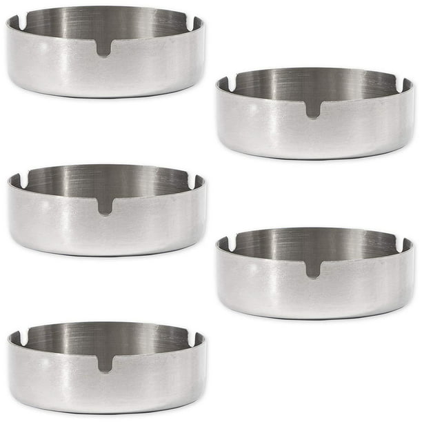 5 Pack Round Metal Ashtrays For Cigarettes Silver Home Outdoor Ash Tray Cigar Ashes Holder 4 X 1 2 Inches Walmart Com Walmart Com