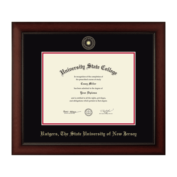 Framerly - Rutgers Diploma Frame with Black and Red Mat