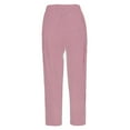thumbnail image 5 of WCMZJ Striped Linen Pants Women Linen Capri Pants Lightweight Spring Summer Pants for Women 2025 Ladies Pinstripe Pants Pink 2XL, 5 of 8