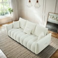 thumbnail image 4 of Wiilayok 81" Teddy Cloud Sofa Couch, Cozy Modern 3 Seater Couch with 3 Pillows, Oversized Loveseat for Living Room Apartment Office,Beige, 4 of 7