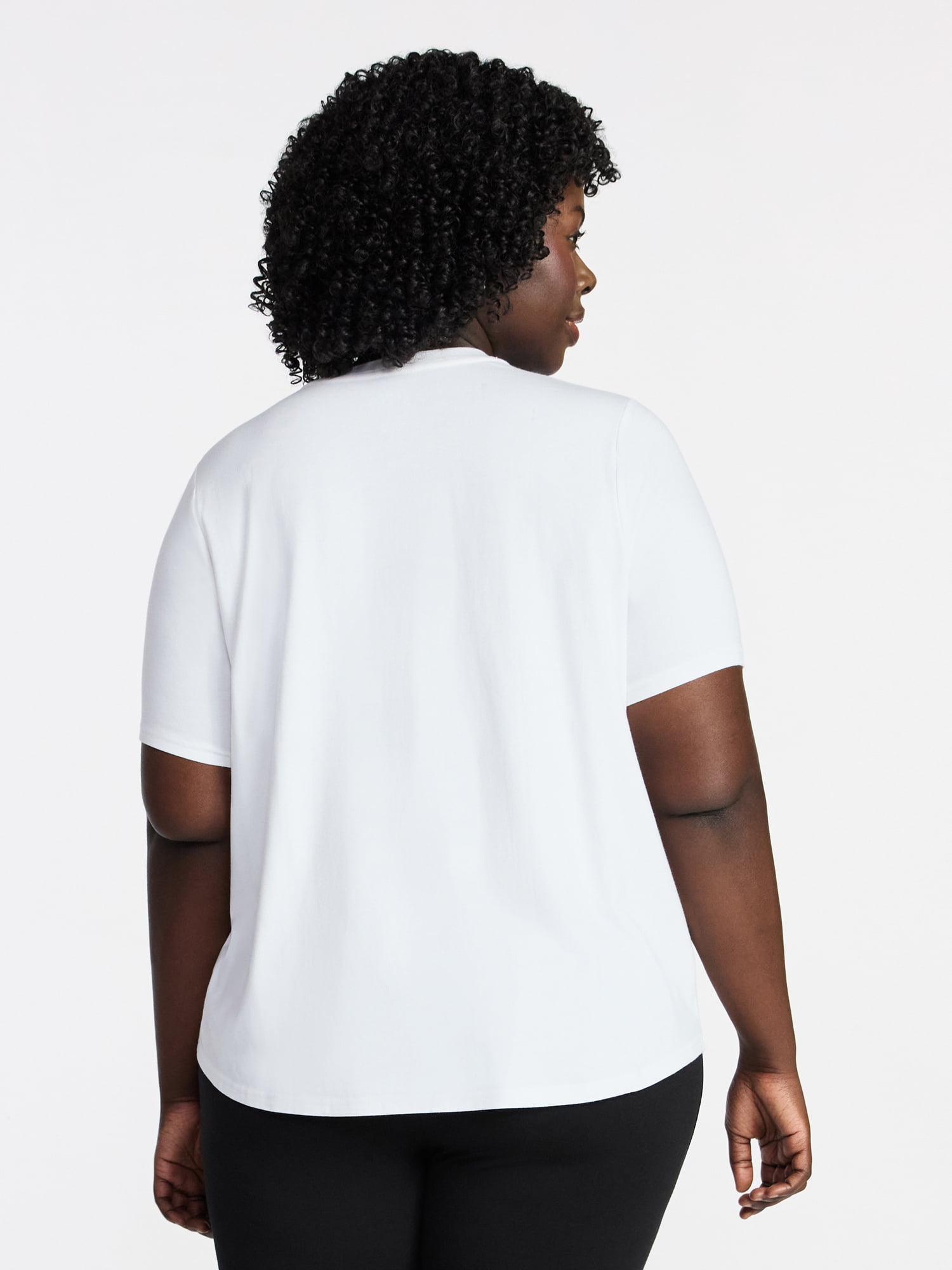 Terra & Sky Women's Plus Size V-Neck Tee with Short Sleeves, Size 0X-5X
