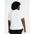 thumbnail image 3 of Terra & Sky Women's Plus Size V Neck Tee with Short Sleeves, Size 0X-4X, 3 of 5