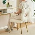 thumbnail image 4 of Furniliving Upholstered Cute Vanity Chair Accent Chair with Bear Shape Back for Makeup Room Bedroom, Ivory white, 4 of 11