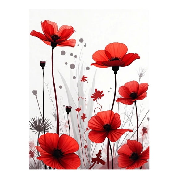 Diamond Art Kit for Adults, Poppy Flower Print No.35 Diamond Painting for Adults Beginners, 5D DIY Diamond Art Painting Kits, Colorful Diamond Painting Craft for Home Decor 12x16