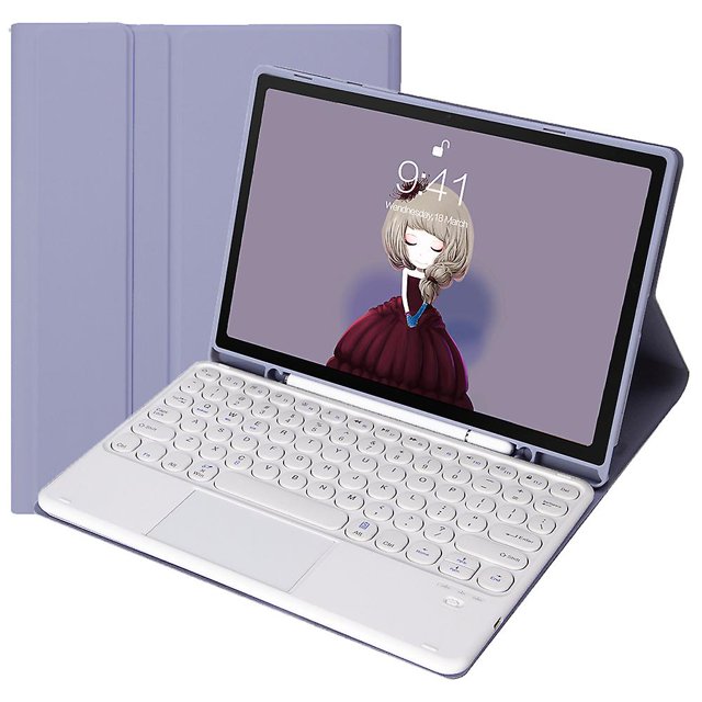 Funda de TPU con teclado Bluetooth y panel táctil con tapa de llave redonda para Samsung Galaxy Tab S9 FE X510/X516