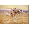 thumbnail image 1 of Ceramic Tile Mural-Charles Russell Indians Kitchen Tile Mural 20. 48" w x 32" h using (24) 8 x 8 ceramic tiles, 1 of 4