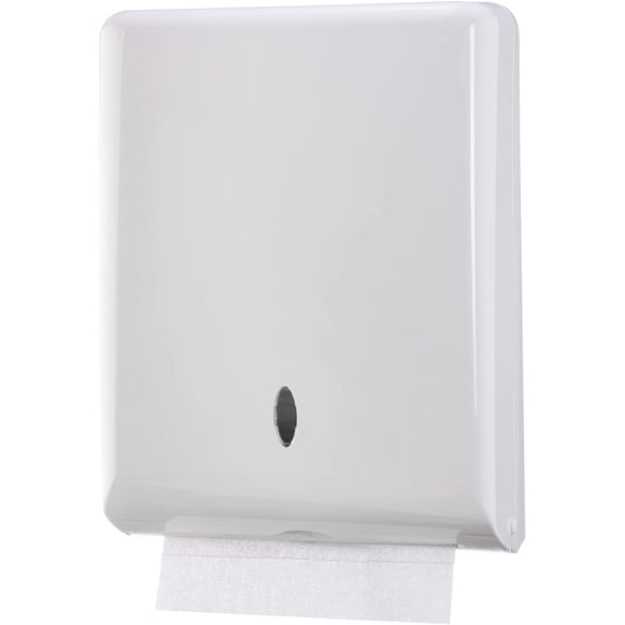EnBath Commercial Paper Towel Dispenser Wall Mount, 500 Multifold, Z Fold, C Fold Capacity- White