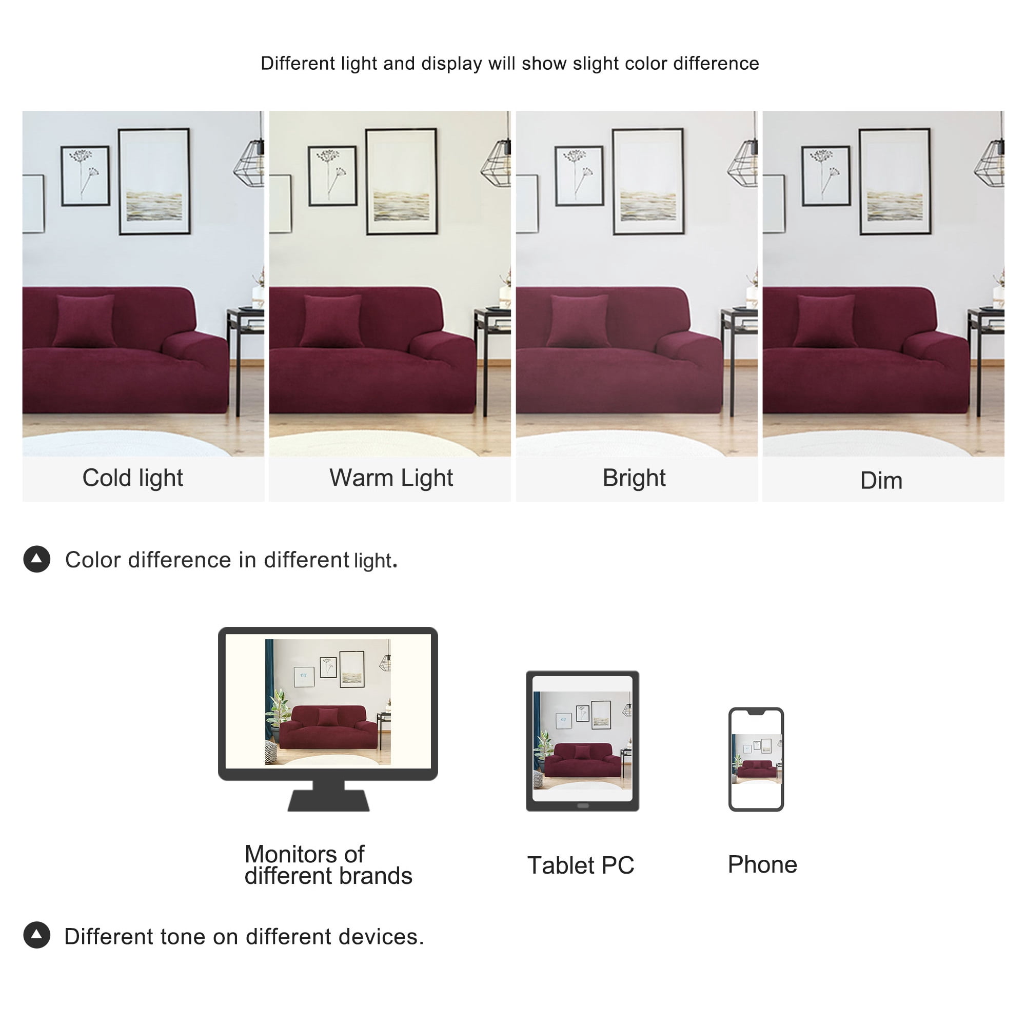 Unique Bargains 1-Piece Solid Transitional Stretch Slipcover Burgundy loveseats