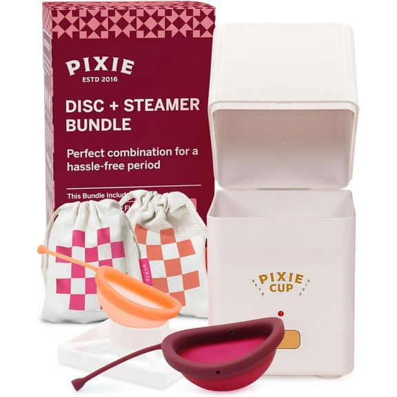 Menstrual Discs with Sterilizer - Ranked 1 for Most Comfortable Soft Reusable Period Disc - Kills 99.9% of Germs with Cleaner Steamer - Wash Your Disc in 3 Minutes! - Compact Sanitizer Kit