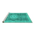 thumbnail image 2 of Ahgly Company Machine Washable Indoor Rectangle Abstract Turquoise Blue Modern Area Rugs, 2' x 4', 2 of 4
