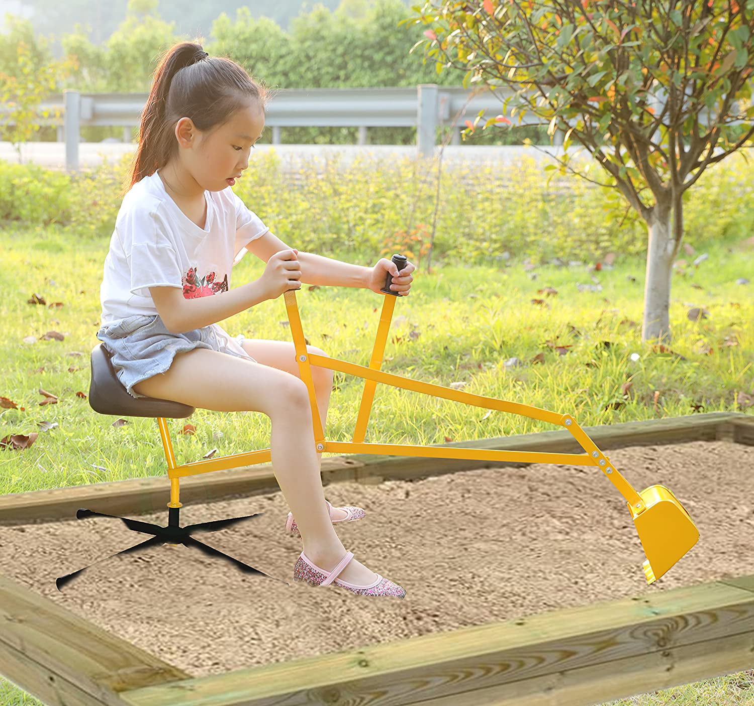 Boys Ride On Crane Toy Kids Play Ground Back Yard Metal Sand Box Digger Out Door 