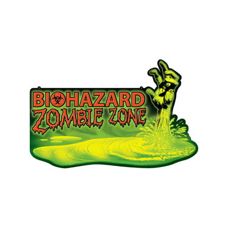 Biohazard Zombie Zone Warning Sign Infected Halloween Decoration