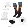 thumbnail image 3 of Xecao Sunset Western Cowgirl print thigh-high socks, crafted for both men and women with a stretchy, high-opaque design perfect for daily wear, 3 of 6