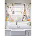 thumbnail image 5 of Easter Plaid Sheer Curtains 54 Inch Length 2 Panels Set Window Treatments, Spring Watercolor Bunny Flower Pink Checkered Rod Pocket Semi Curtains for Living Room/Bedroom/Kitchen Décor, 104"W x 54"L, 5 of 7