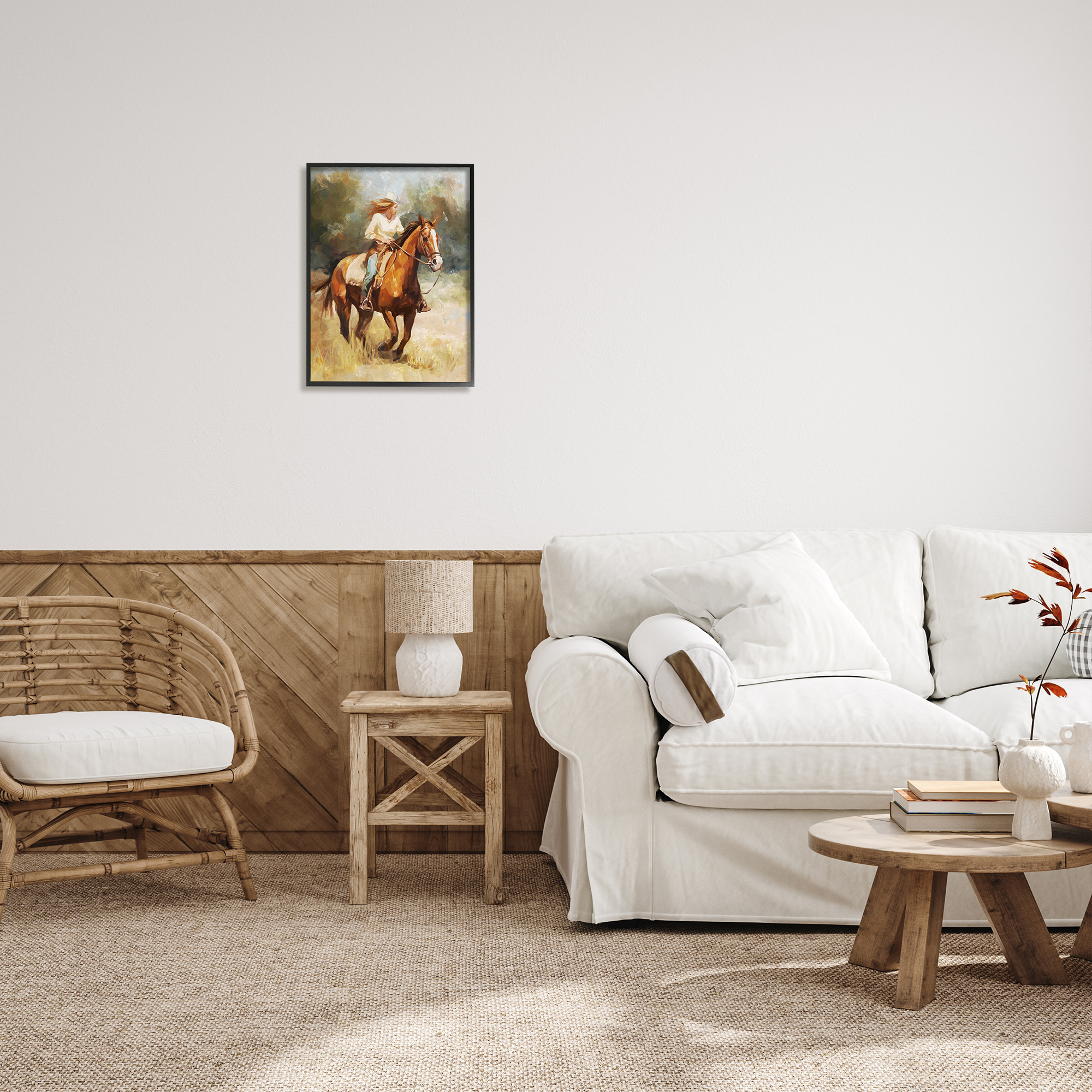 Stupell Industries Galloping Cowgirl Scenery Animals & Insects Painting Black Framed Art Print Wall Art, 16 x 20