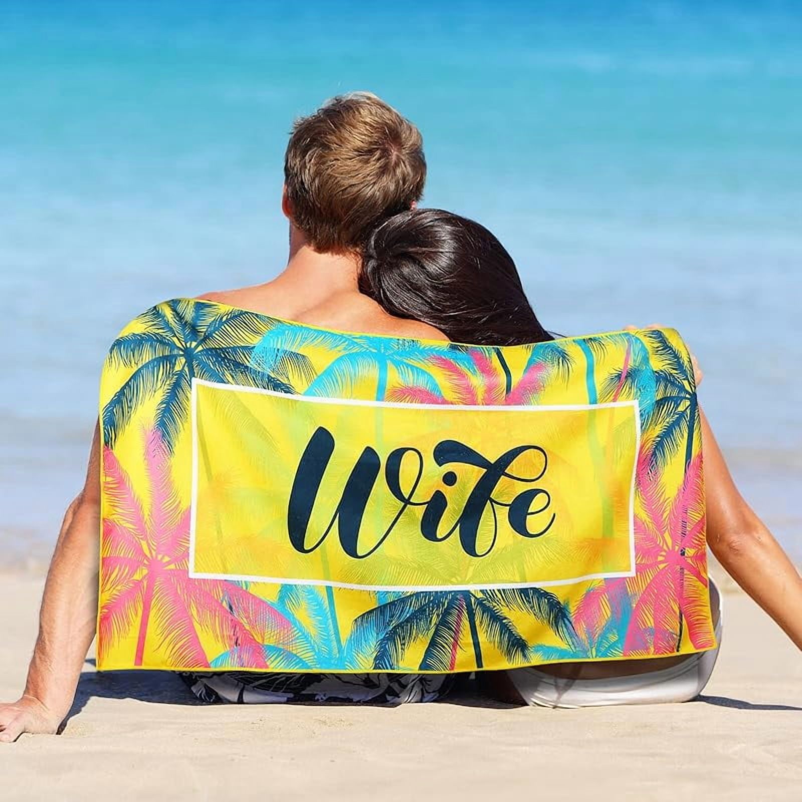 2 Pcs Mr and Mrs Beach Towels Wedding Beach Towels for Bride and Groom 60 x 30 Hubby and Wife Summer Towels Honeymoon Newlywed Couple Towels Wedding Gift