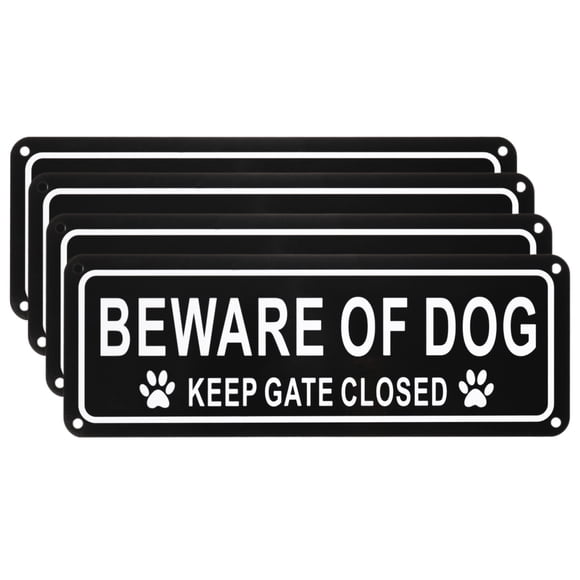 Uxcell 4-Pack Señales de Cuidado con el Perro Mantener la Puerta Cerrada, 10" x 4" Aluminio Reflectante