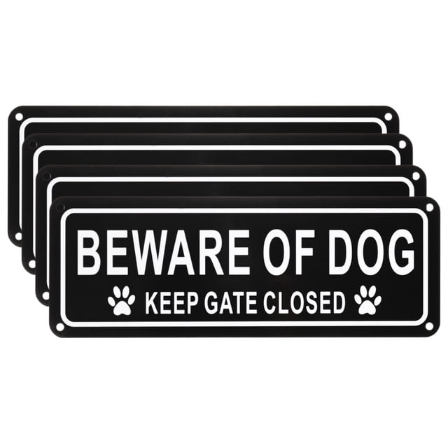 Uxcell 4-Pack Señales de Cuidado con el Perro Mantener la Puerta Cerrada, 10" x 4" Aluminio Reflectante