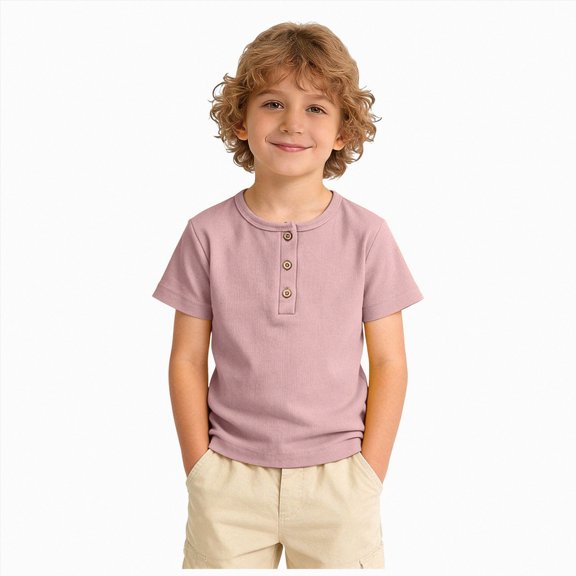 KPOPLK Kids Basic Shirt for 1-8 Years Summer Baby Boys Short Sleeve Solid Tee T-Shirt Size 2-3 Years,Pink