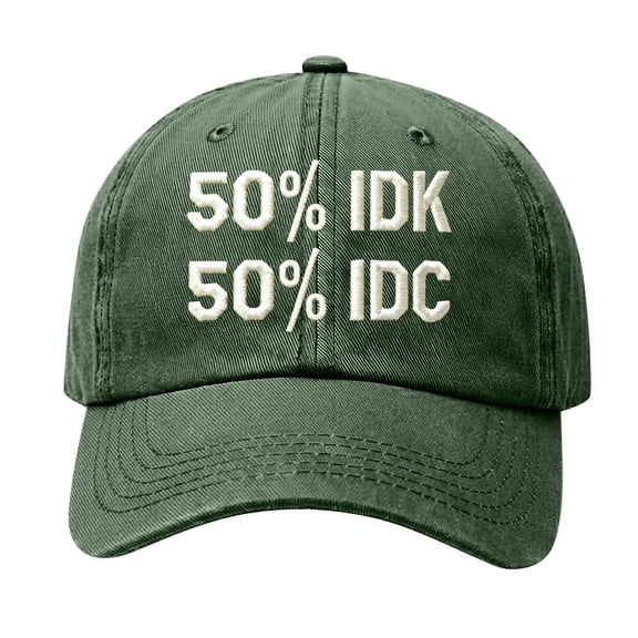IDK IDC & Idgaf Hat Embroidered Baseball Cap Funny Adjustable Distressed Cotton Baseball Hat for Men Women