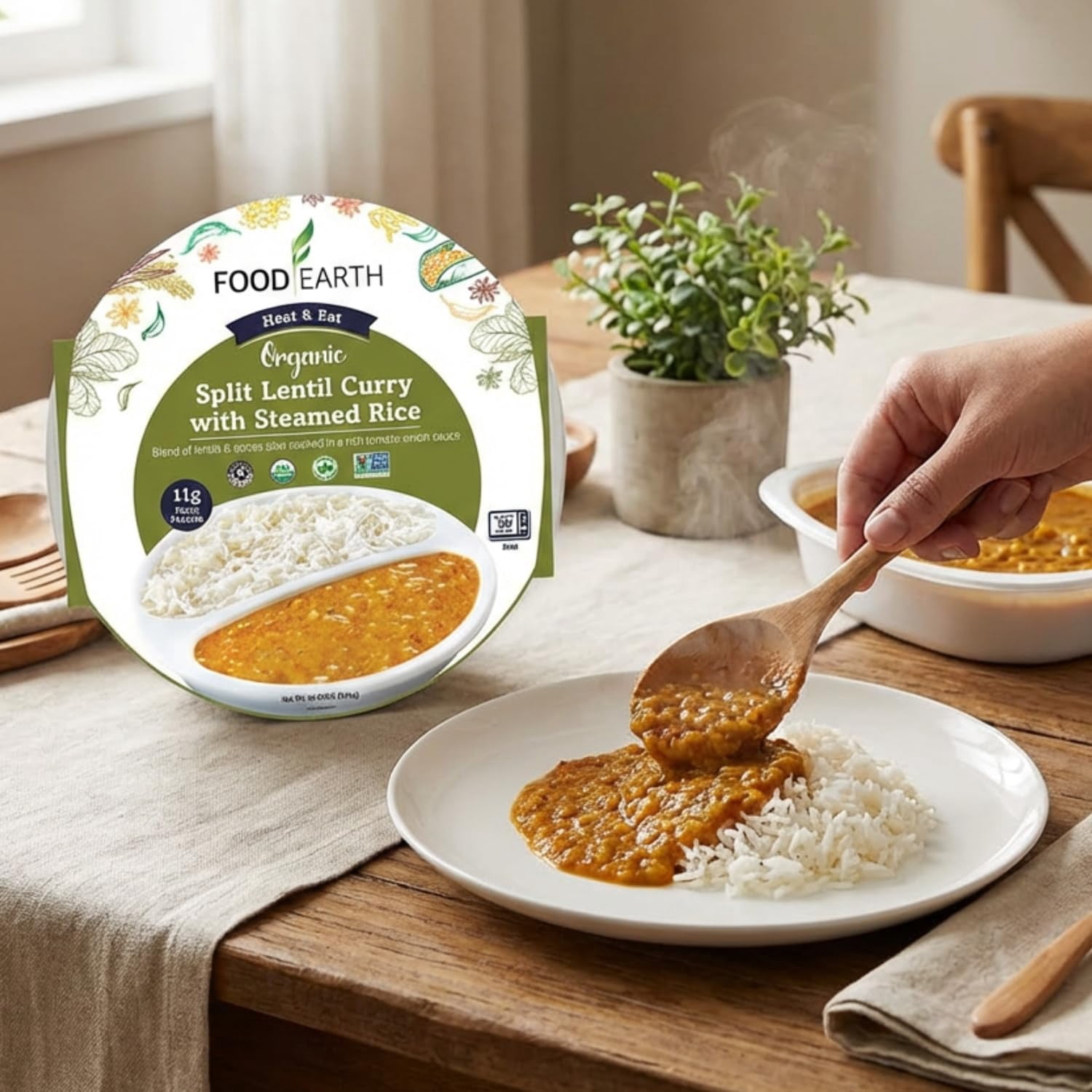 (Pack Of 6) Food Earth Entree Lentil Curry Rice 10.58 Oz