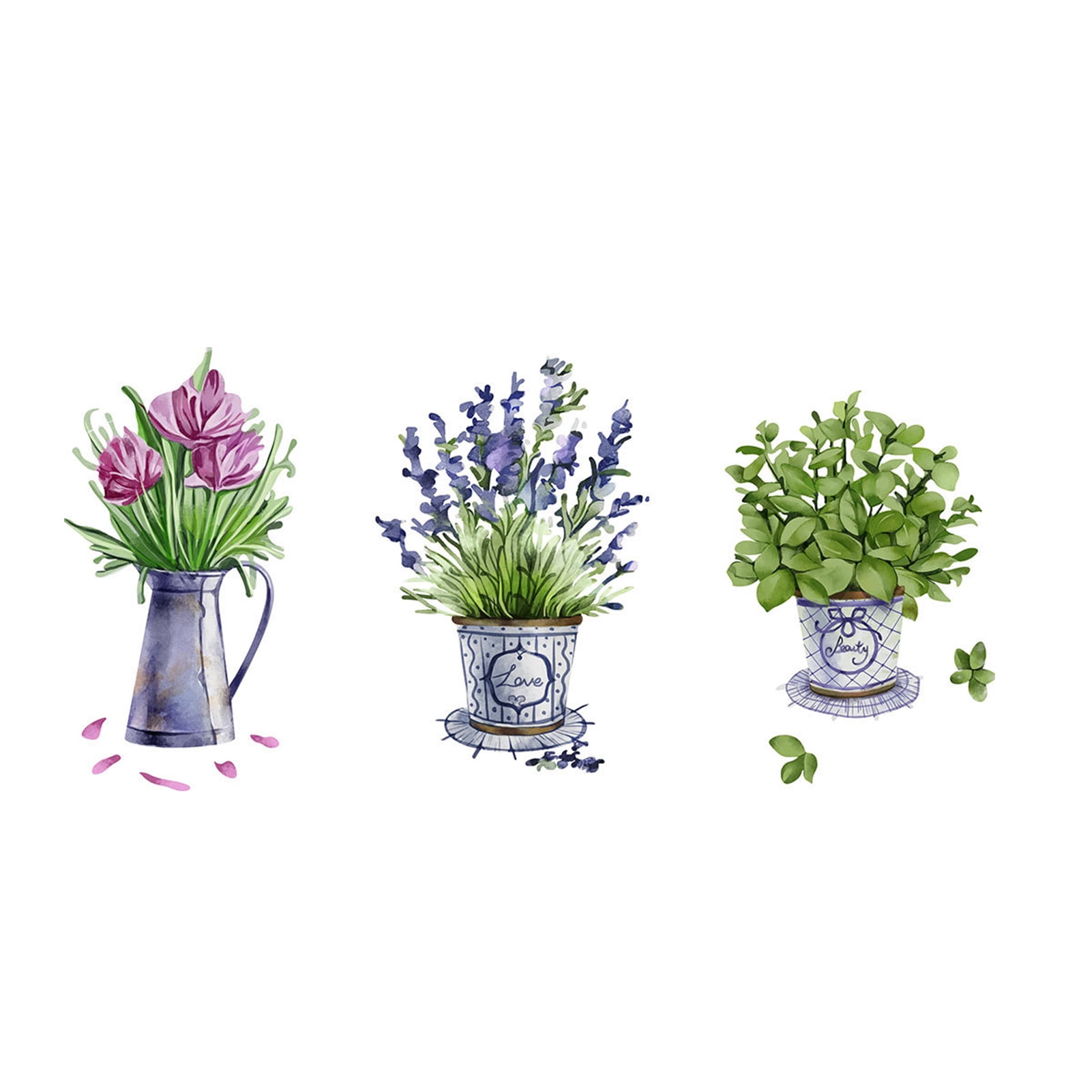 TOPOINT Flowers Wall Decals Vinyl Flowers Wall Stickers Colorful Garden