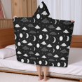 thumbnail image 5 of Black White Cloud Moon Star Pattern Hooded Bath Towel，50"x30" for Ages 3 To 12 Kids, Quick Dry Lightweight Soft Microfiber Hood Beach Towel Cover Up for Kids, 5 of 7