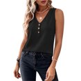 thumbnail image 6 of LEAVINGSUO Tank Tops for Women Summer Sleeveless V-neck Imitation Linen With Blouse Shirt Black S, 6 of 8