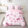 thumbnail image 3 of Homewish Cartoon Bowtie Bowknot 7-Piece Twin Bedding Sets,Cute Christmas Snowflake Bedding Comforter Set,Pink White Sheet Sets For Girl Teens,Luxury Bedroom Decor Reversible, 3 of 9