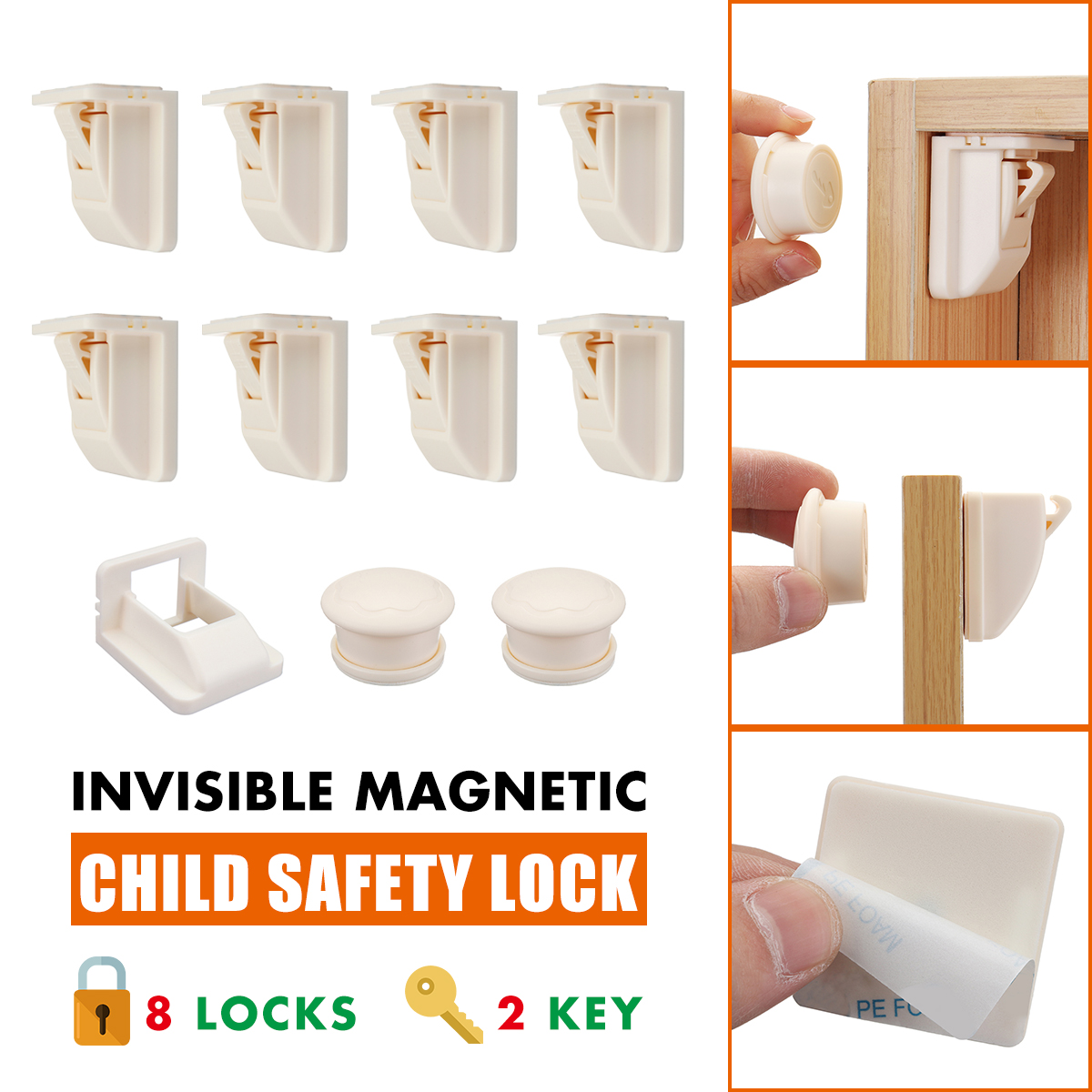 21Pcs 8+2 Baby Pet Proof Cupboard Lock Child Drawer