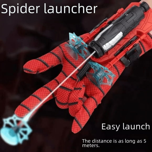 Pulsera para niños con lanzador de seda de araña, pistola de balas blandas adhesivas para pared, juguete giratorio para niños
