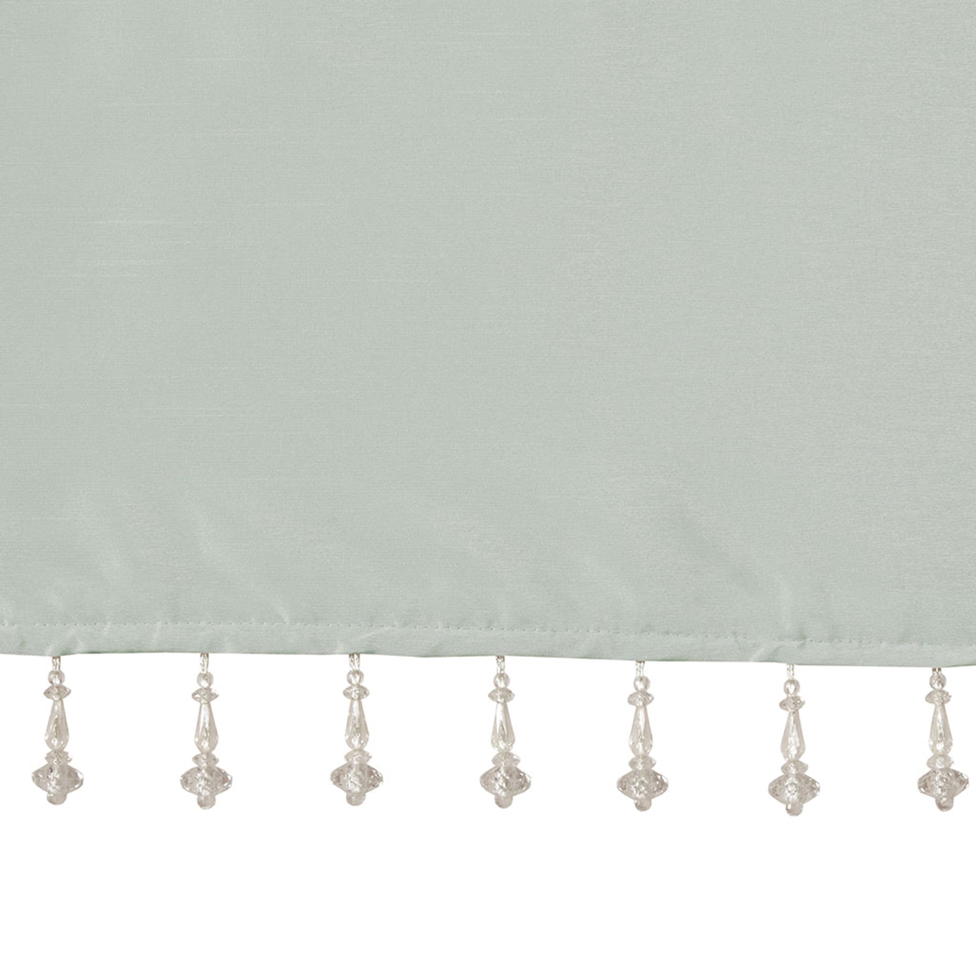 MAYEERTY 50x26" Lightweight Faux Silk Valance - With Beads, Dusty Aqua