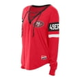 thumbnail image 2 of Women's New Era Scarlet San Francisco 49ers Plus Size Throwback Lace-Up Long Sleeve T-Shirt, 2 of 3