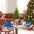 thumbnail image 4 of Round Fitted Tablecloths with Elastic Edge Funny Christmas Snowman on Blue Waterproof Table Cover for Kitchen Dining Party Decor,45" - 54", 4 of 9