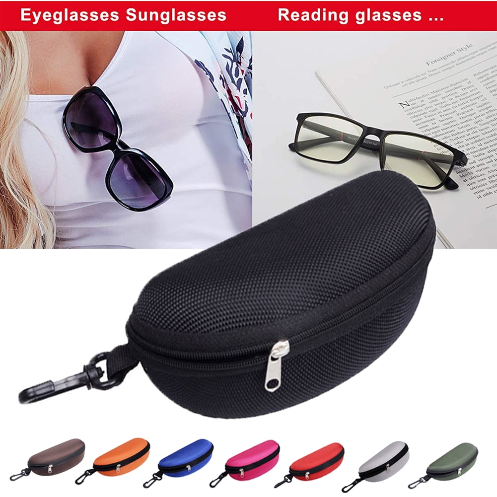 Glasses Box Hard Shell Glasses Protects Storage Case for Most Eyewear Sunglasses Fashion PU Leather Glasses Case with Zipper Closure 