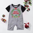 thumbnail image 3 of Rrxhxhs 2026 Merry Christmas Matching Pajamas Set Wreath Print Crew Neck Raglan Sleeve Sleepwear Short-Sleeve Romper,12M, 3 of 6