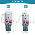 thumbnail image 3 of 40 oz Insulated Stainless Steel Tumbler Double Wall Stainless Steel Tumbler with 2-Way Drinking Watercolor Tulips and Lavender, 3 of 9