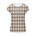 thumbnail image 5 of Xdegoge T Shirt for Women Henley Button V Neck Short Sleeve Casual Everyday Wear Regular Fit Cherry Blossom Floral Graphic Ombre Print Soft Stretchy Summer Spring Tops, 5 of 8