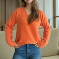 thumbnail image 6 of GigrtiJin Womens Pullover Sweaters Fall Winter Knitted Loose Long Sleeve Blouse Fashion V-Neck Casual Comfy Tops, 6 of 7
