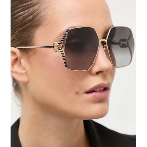 Gucci GG1322SA 001 64mm Square Sunglasses Women's Gold
