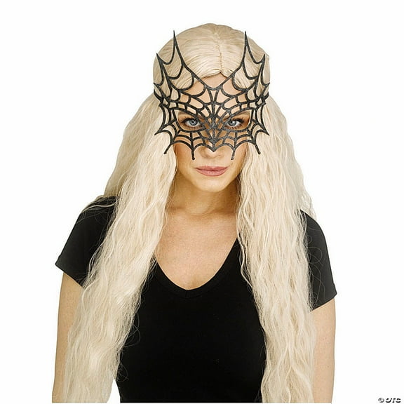 Fun World Unisex Gothic Black Sparkle Spider Web Eye Mask Halloween Costume Mask - Black One Size