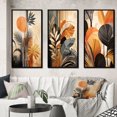thumbnail image 1 of Designart "Terracotta Toned Foliage Funky Vibes II" Abstract Botanicals Framed Wall Art Set Of 3 - Yellow Modern Frame Gallery Set For Office Decor, 1 of 6