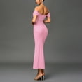 thumbnail image 4 of KHONTS Off the Shoulder Maxi Dress for Women Corset Ruched Bodycon Formal Wedding Guest Dresses Pink L, 4 of 9