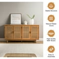 thumbnail image 6 of Boho Wooden Rattan Sideboard TV Stand 4 Doors Storage Cabinet Credenzas Table TVs up to 65" Buffet Home Living Room Kitchen Walnut, 6 of 10