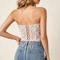 thumbnail image 4 of LEAVINGSUO Corset Tops for Women Vintage Court Style Floral Lace Strapless Shaping Top Slim Waist Pointed Hem Bustier Dating Photography Outfit Pink S, 4 of 6